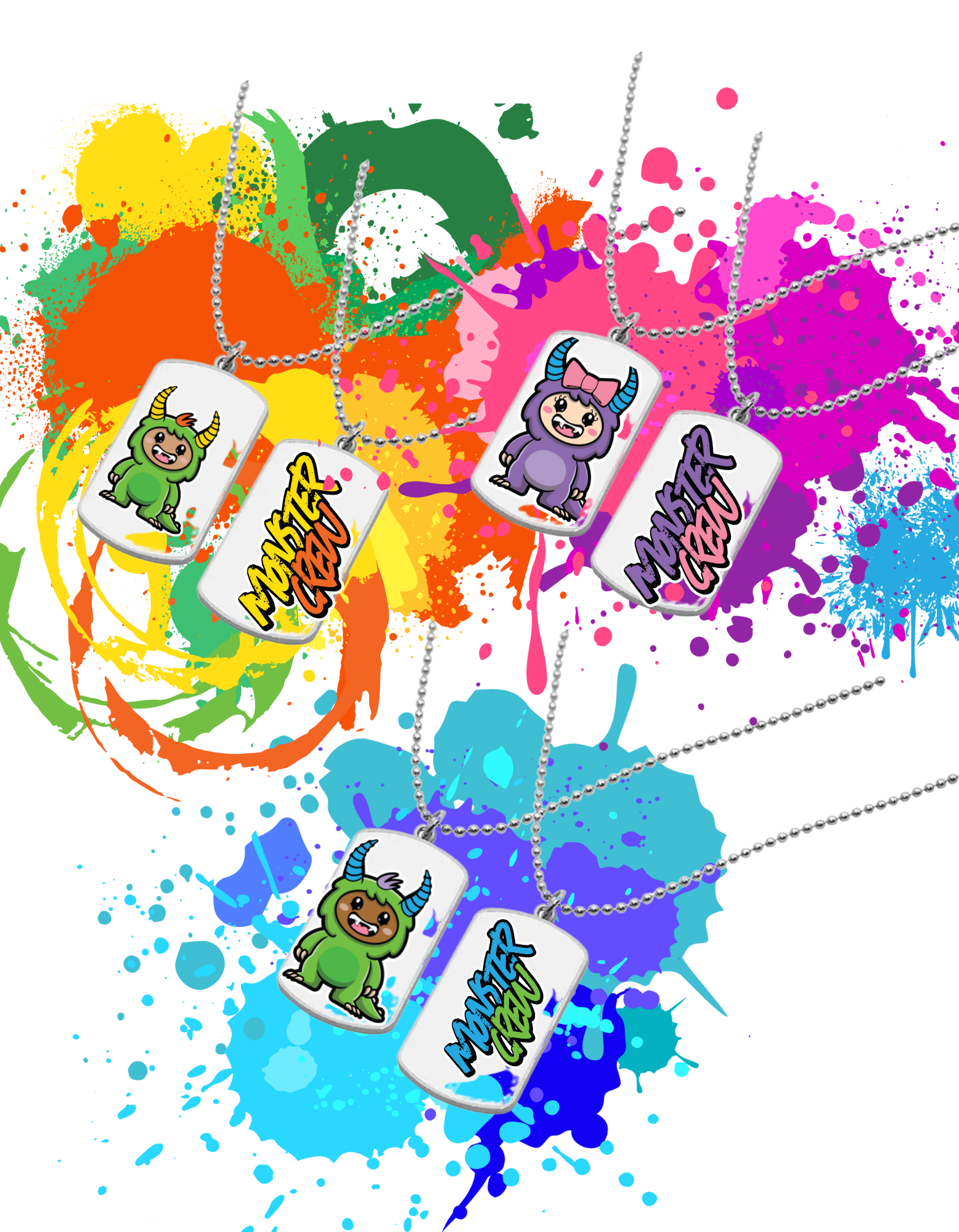 Kids Monster tag necklace
